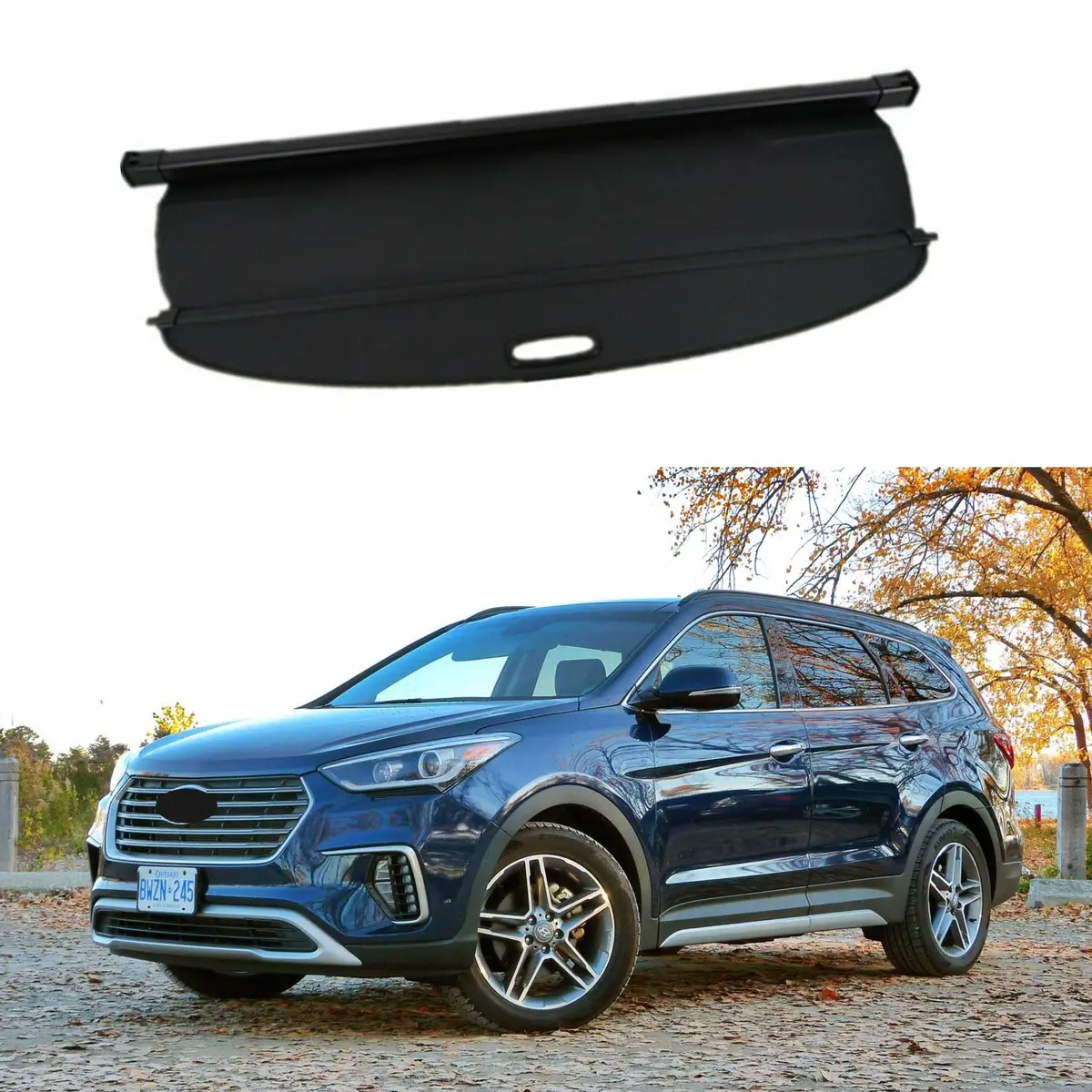 For Hyundai Santa Fe / Xl 2013-2018 Rear Trunk Retractable Tonneau Cargo Cover (Black) 1