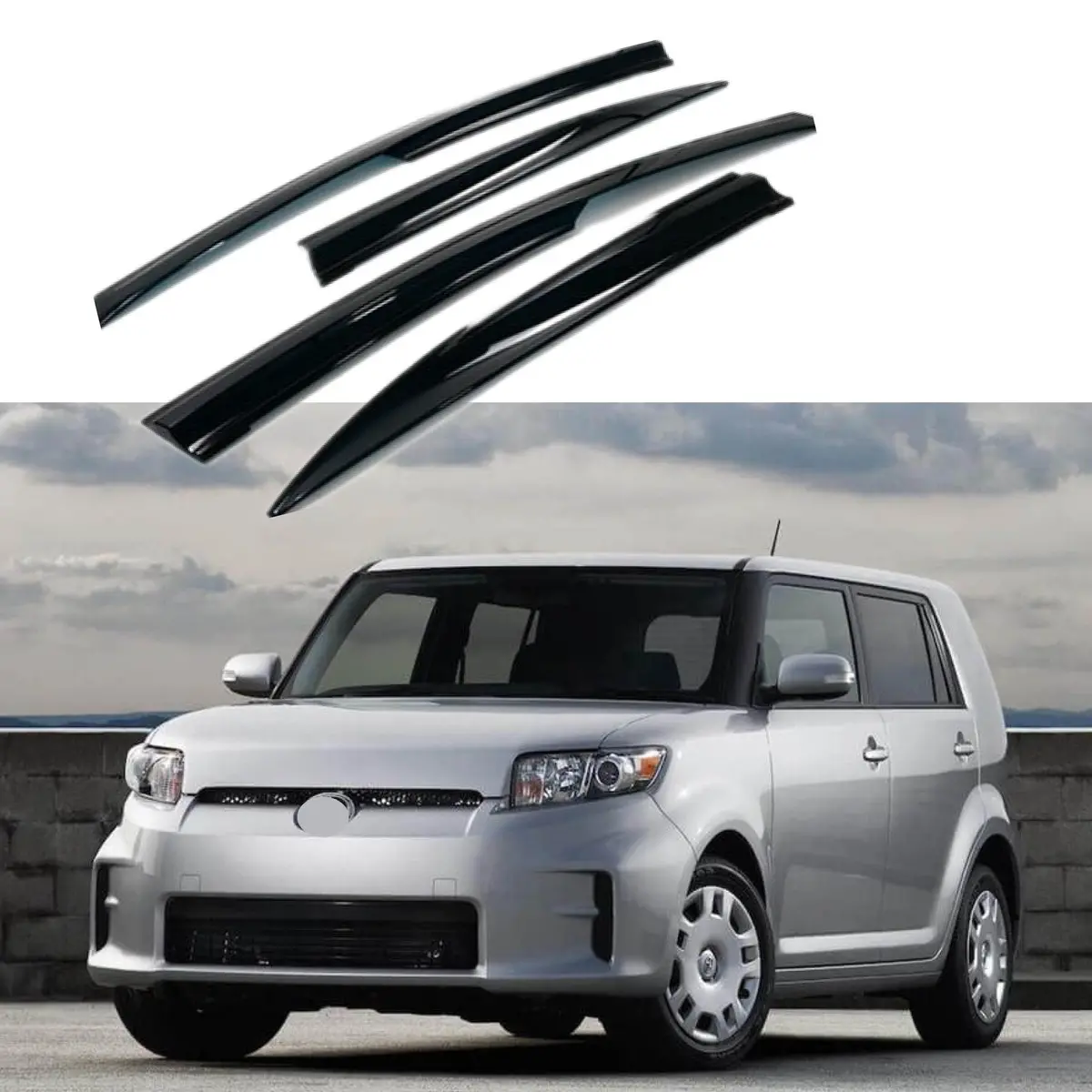 Fit 2008-2015 Scion Xb 3D Mugen Style Vent Window Visors Rain Sun Wind Guards Shade Deflectors 1