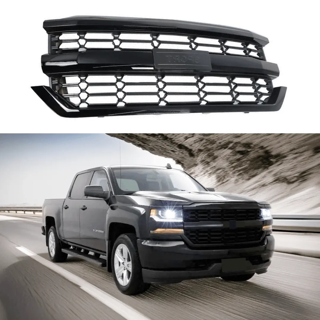 Fits 2016-2019 Chevrolet Silverado 1500 Black Front Bumper Grill Mesh Grille 1