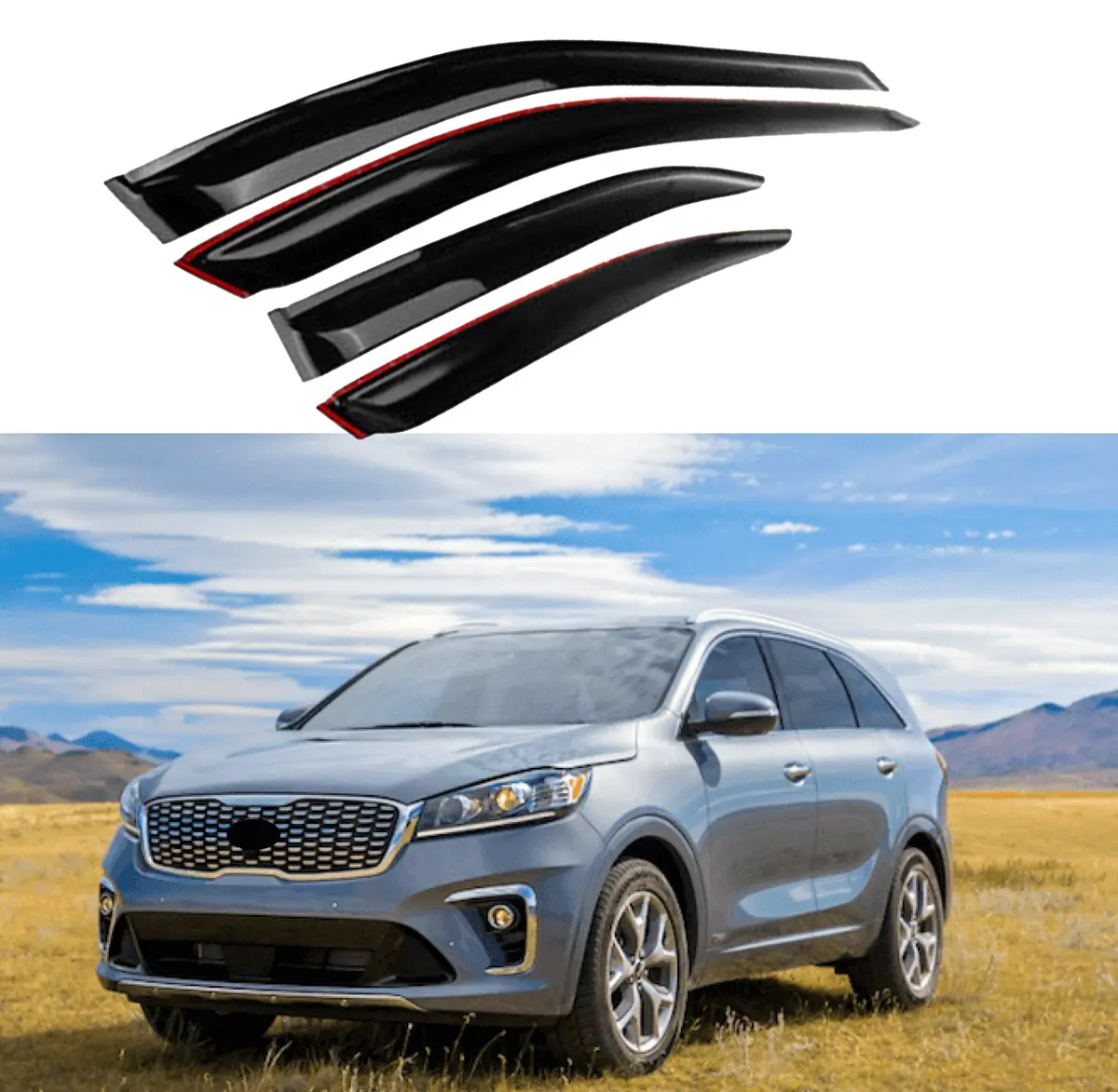 For Sorento 2016-2020 Oe Style Vent Window Visors Rain Sun Wind Guards Shade Deflectors 1