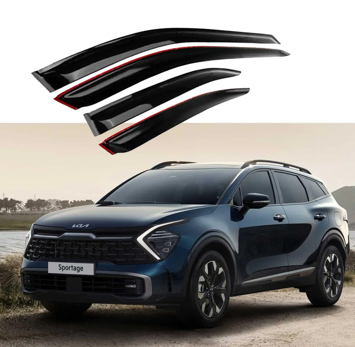 For Kia Sportage 2017-2022 Out-Channel Vent Window Visors Rain Sun Wind Guards Shade Deflectors 1