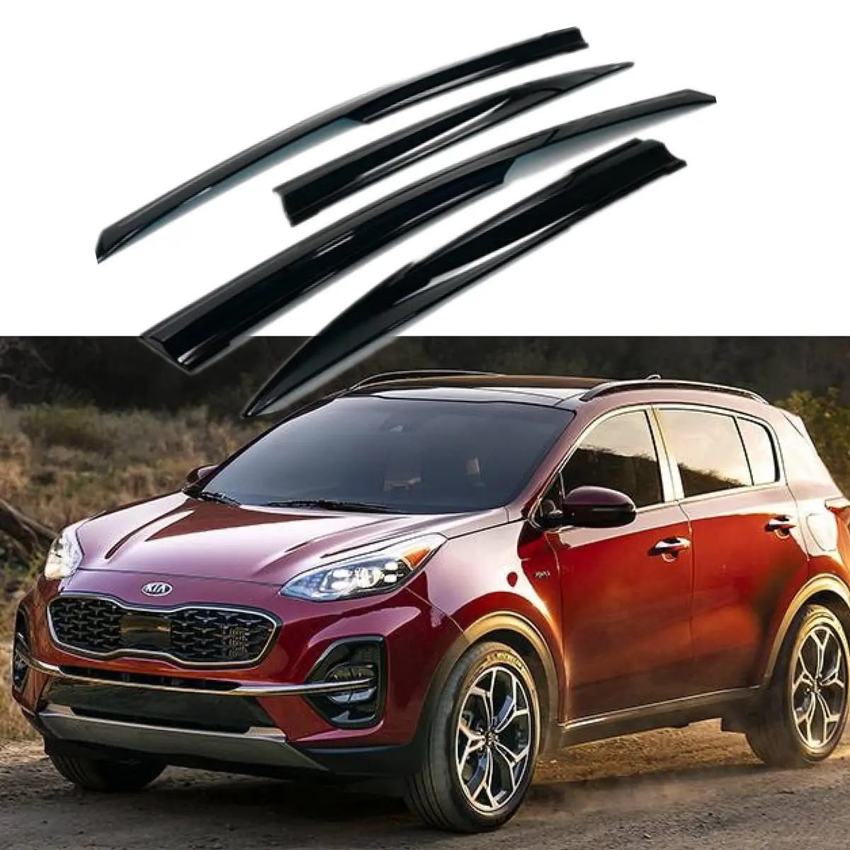 For Kia Sportage 2017-2022 3D Mugen Style Vent Window Visors Rain Sun Wind Guards Shade Deflectors 1