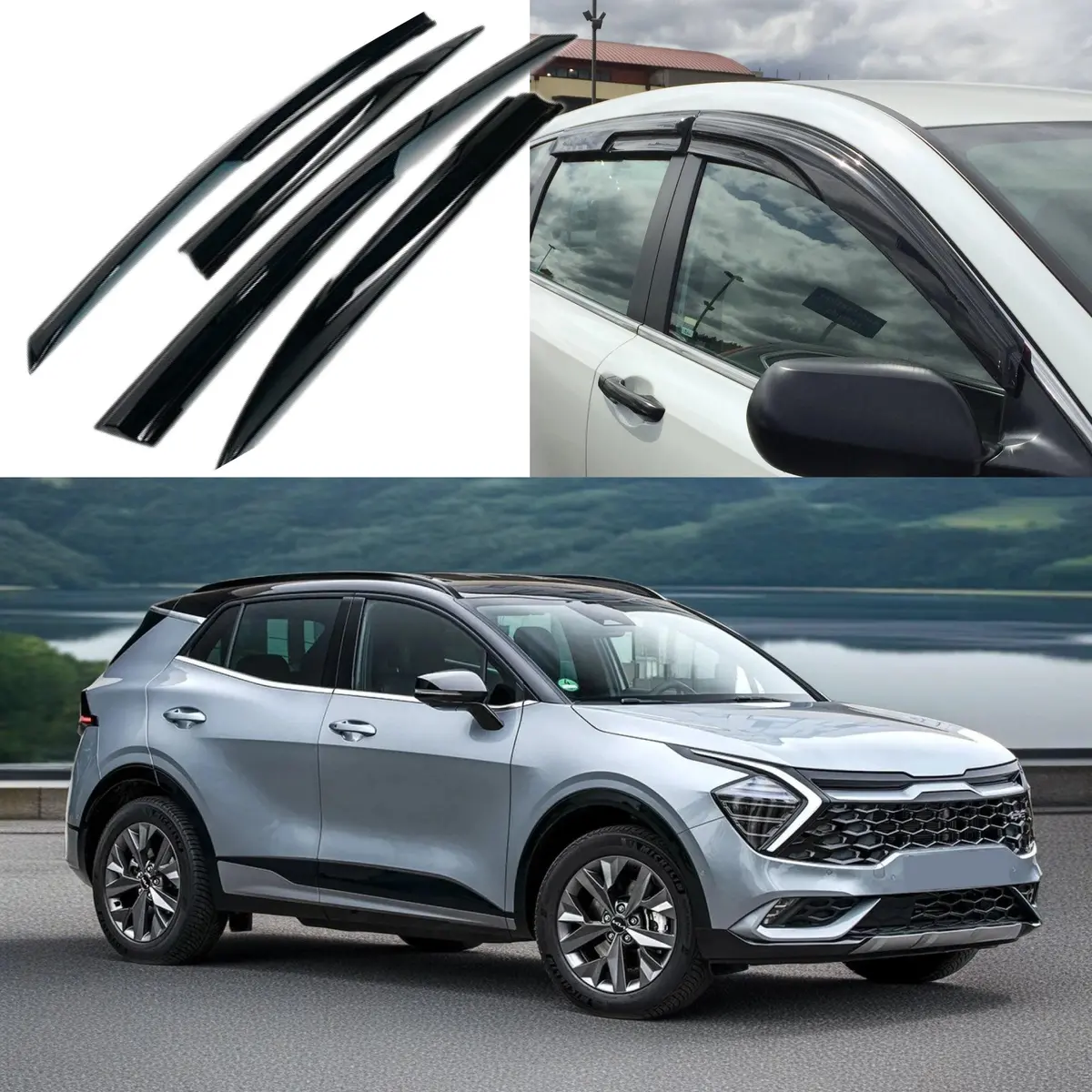 Fits 2023-2025 Sportage 3D Mugen Style Window Vent Visor Rain Guards Deflectors 1