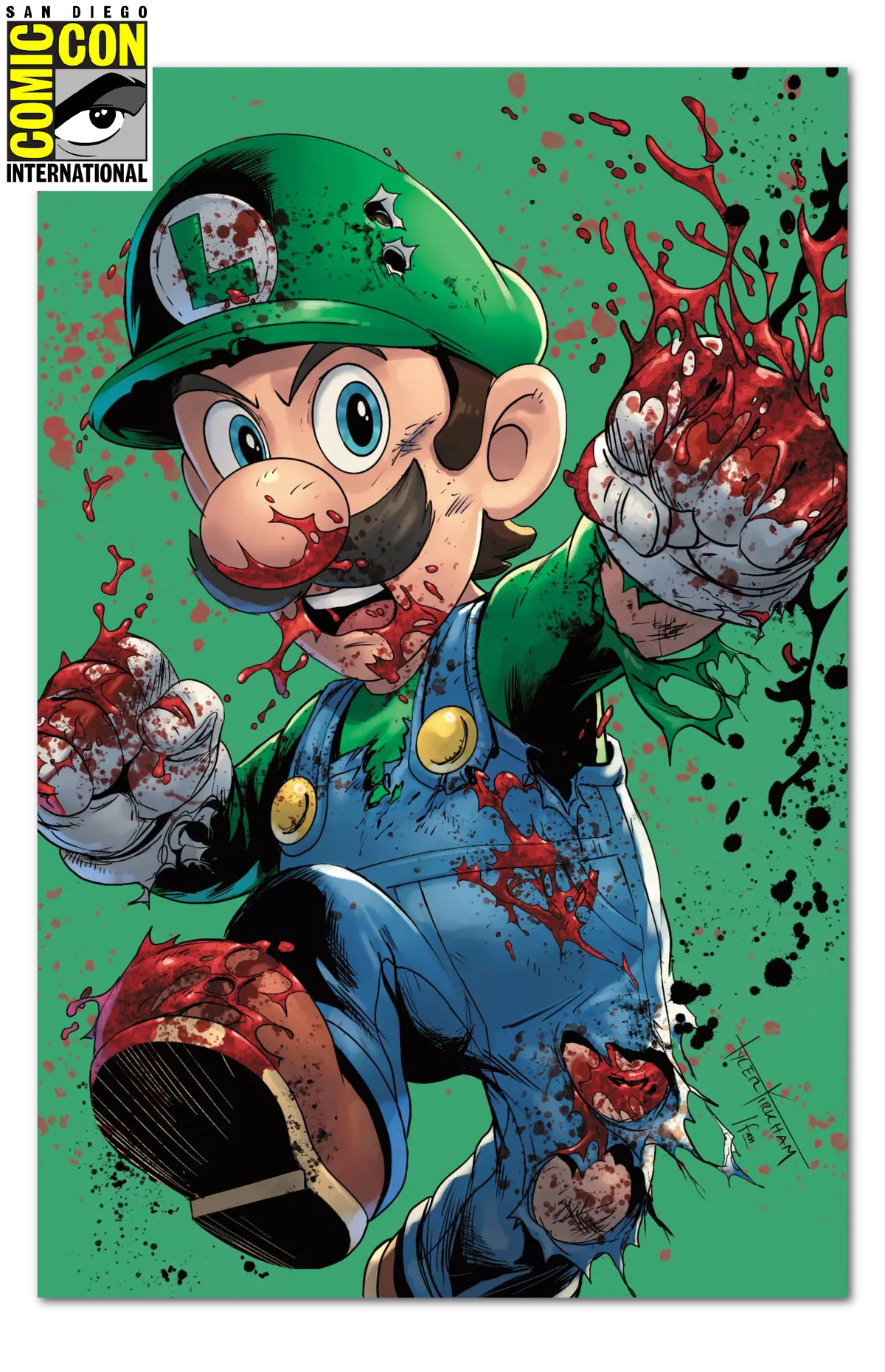 Sdcc Exclusive Fame: Shigeru Miyamoto "Battle Damage Luigi" Cvr A Varnish Tyler Kirkham /200 1