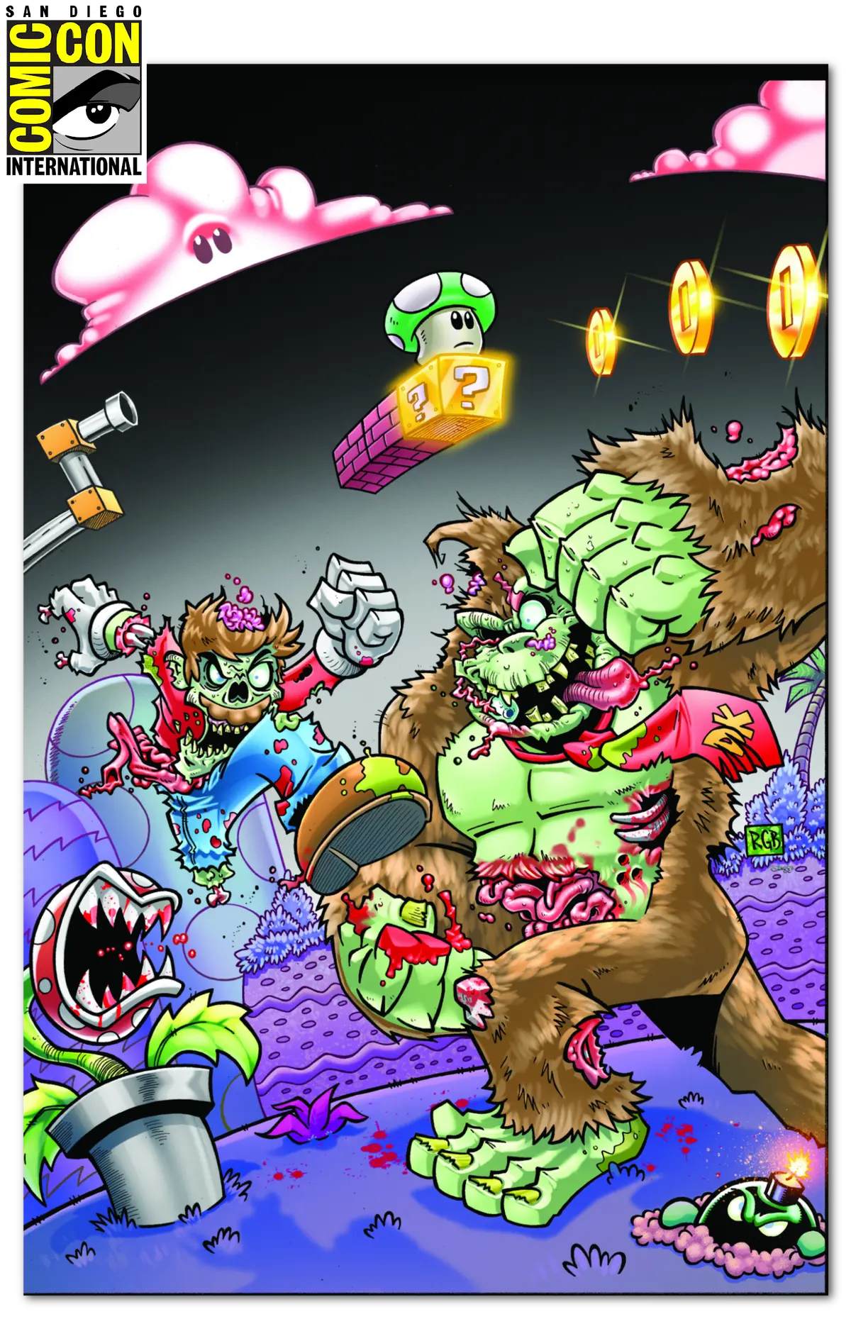 Sdcc Exclusive Fame: Shigeru Miyamoto "Zombie Mario 181" Ryan G Browne /100 1