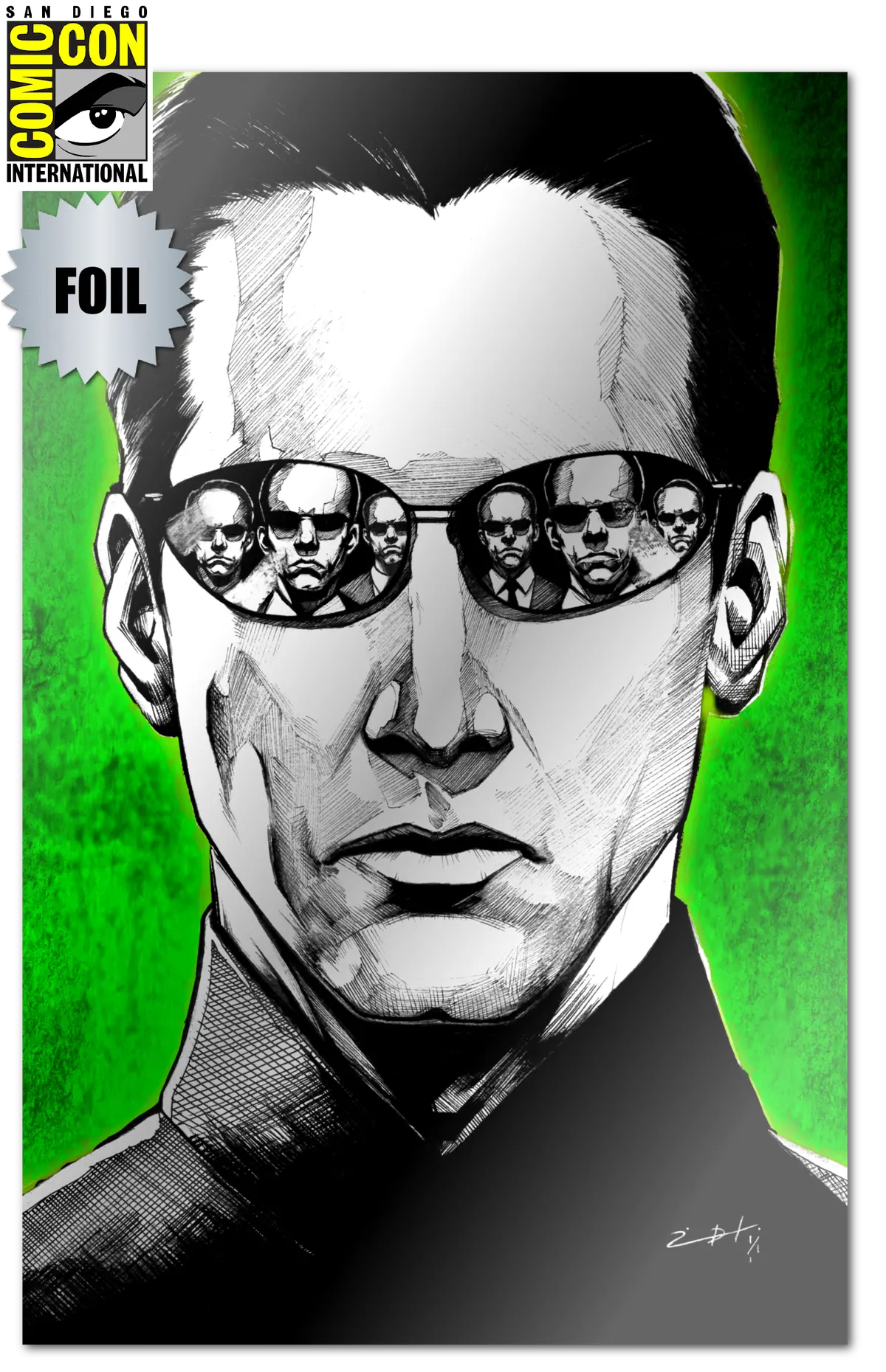 Sdcc Exclusive Fame: Keanu Reeves "Neo" Foil Jonathan Uribe /75 1