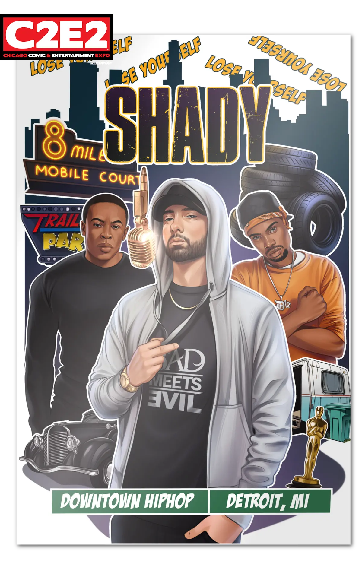 **Wednesday 7Pm Est**  2026 C2e2 Exclusive "Downtown Hip Hop #12" Slim Shady Chrome Foil Karina Belous /125 1