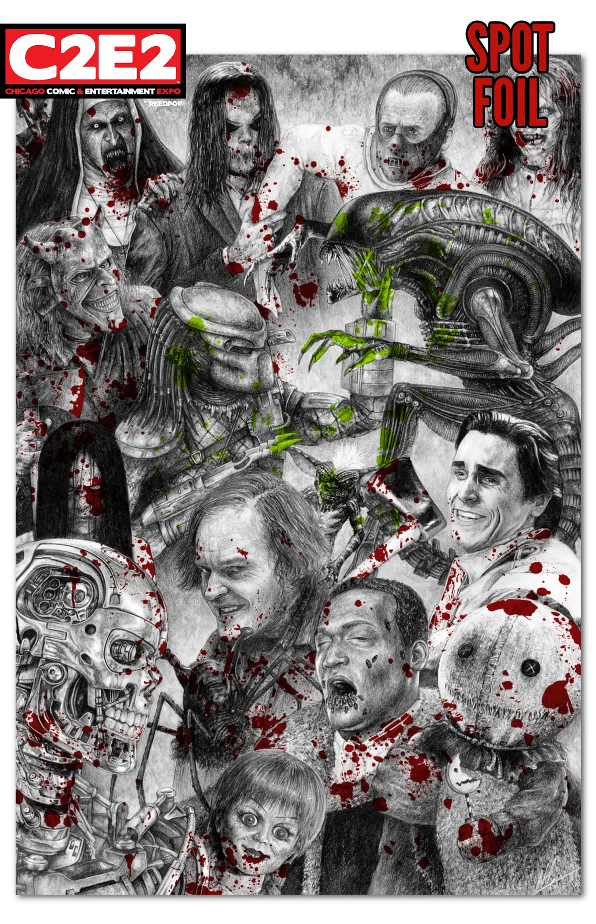 **Friday 7Pm Est** 2026 C2e2 Exclusive "Deathmatch Two" Horror Book Bloody Spot Foil Nick Harrigan /100 1