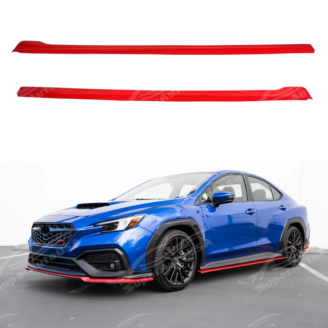 2022-2026 Subaru Wrx Vb Sti Style Cherry Red Side Skirt Extension Lip 1