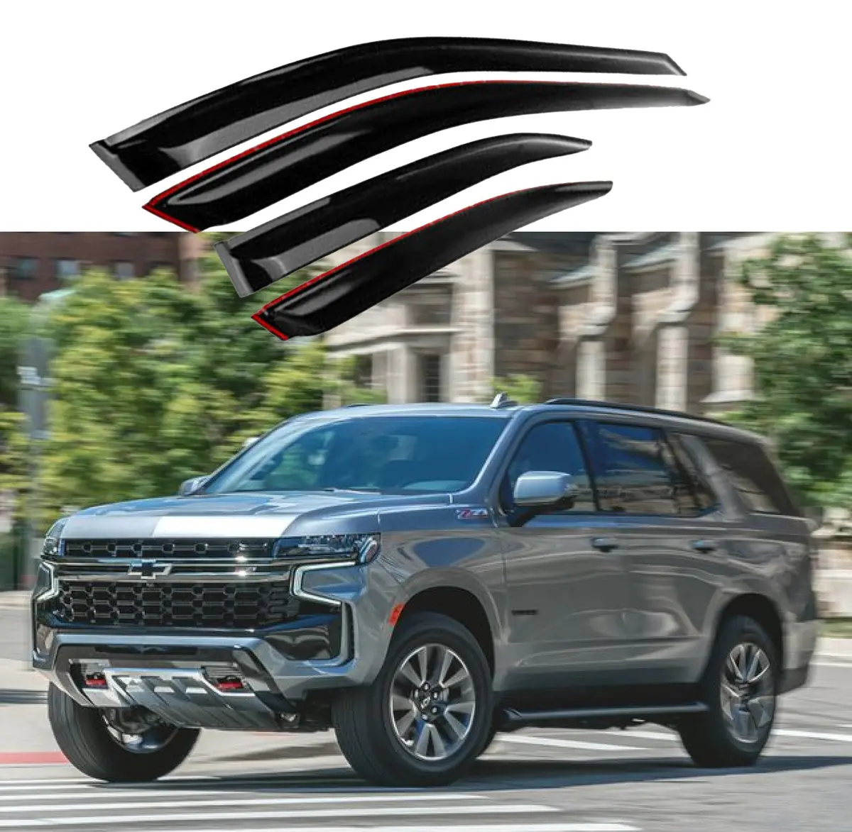 Fit 2015-2021 Chevrolet Suburban 1500 Gmc Yukon Xl Out-Channel Vent Window Visors Rain Sun Wind Guards Shade Deflectors 1