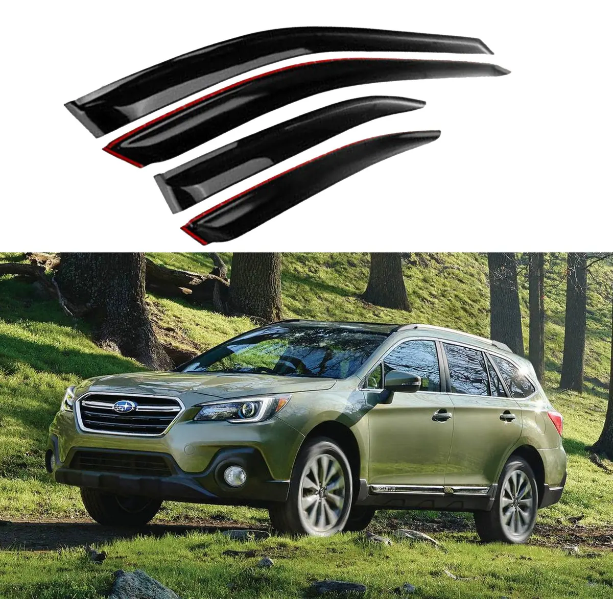 Fit 2015-2019 Subaru Outback Out-Channel Vent Window Visors Rain Sun Wind Guards Shade Deflectors 1