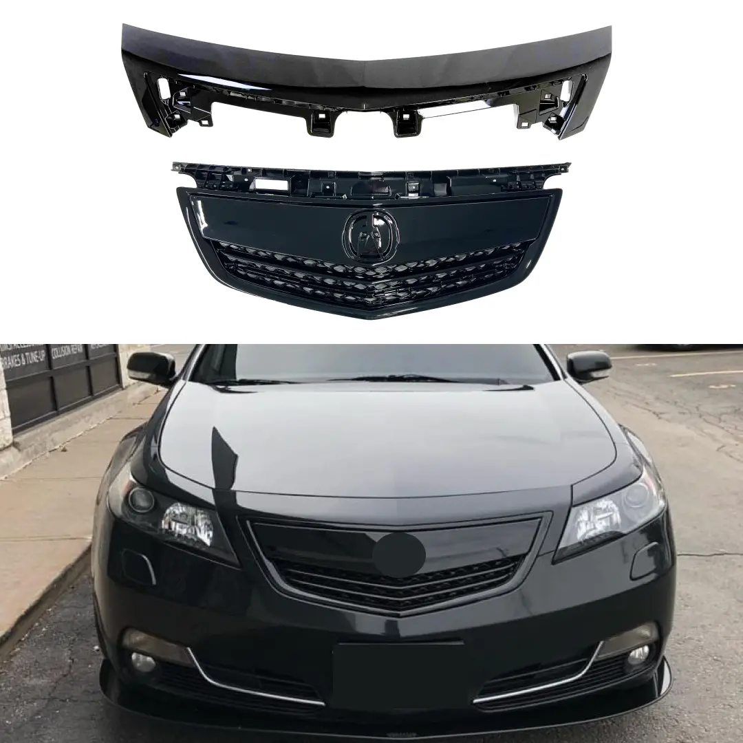 Front Grille With Upper Molding Trim For 2012–2014 Acura Tl Oe Style Gloss Black 1