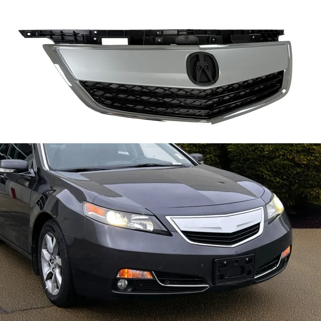 Fits Acura Tl 2012-2014 Silver Front Bumper Mesh Grill/ Grille Assembly Cover 1