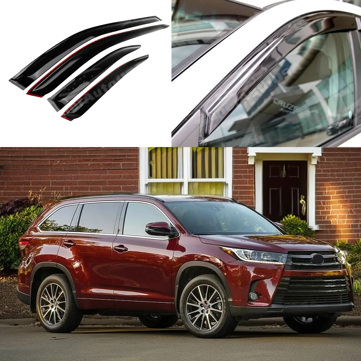 For Toyota Highlander 2014-2019 Rain Guards Window Visors Sun Vent Side Deflectors 1