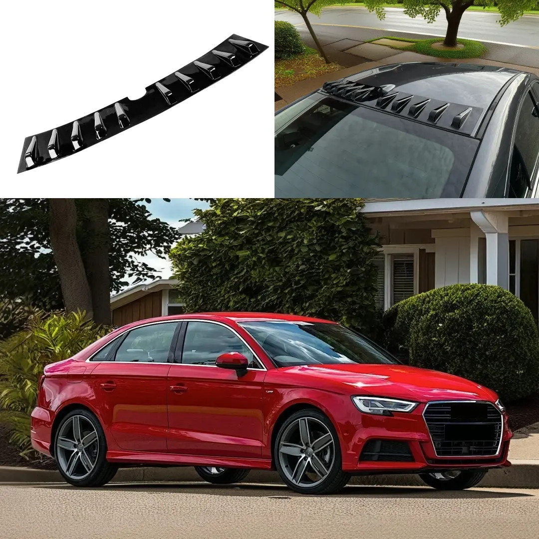 Fits 2015-2020 Audi A3 Rear Gloss Black Shark Fin Car Vortex Generator Roof Spoiler Wing 1
