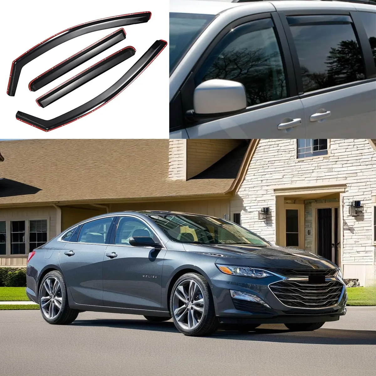 Fits Chevrolet Malibu 2016-2025 In-Channel Window Vent Visor Rain Guard Wind Deflectors 1
