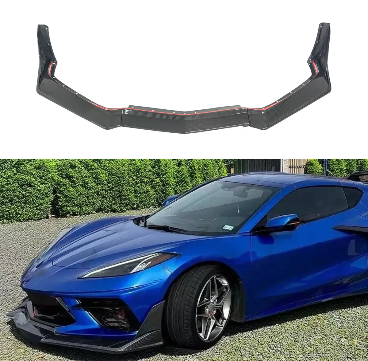 2020+ Chevrolet Corvette C8 - Zr1 Style Carbon Fiber Front Lip Splitter 1