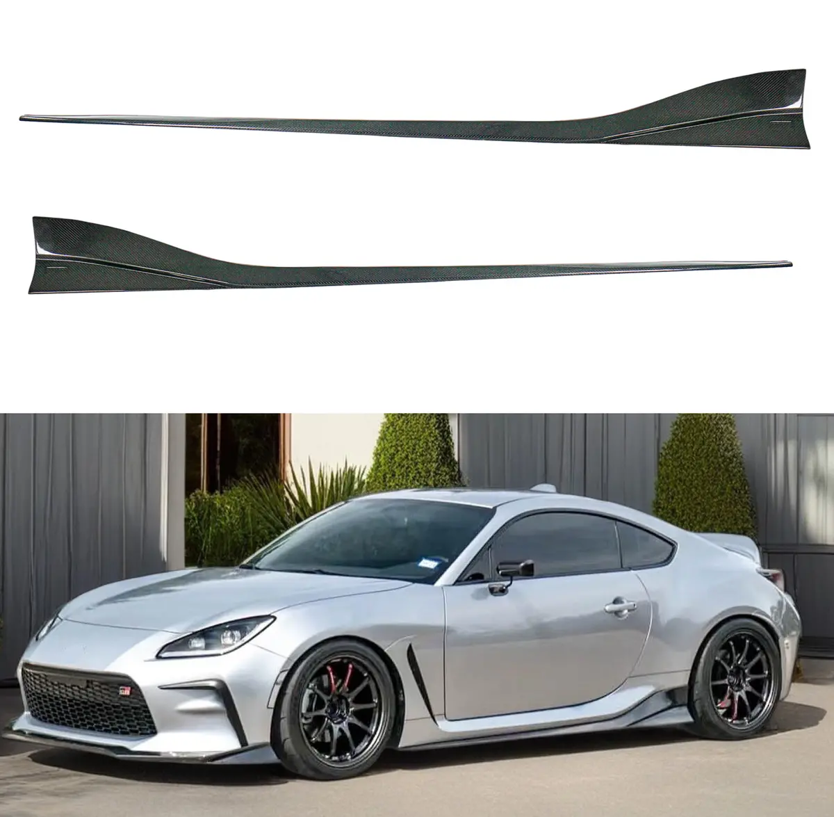 Real Carbon Fiber Vr Style Side Body Skirt Splitter Under Spoiler Rocker Panel Fits 2022-2025 Toyota Gr 86 1