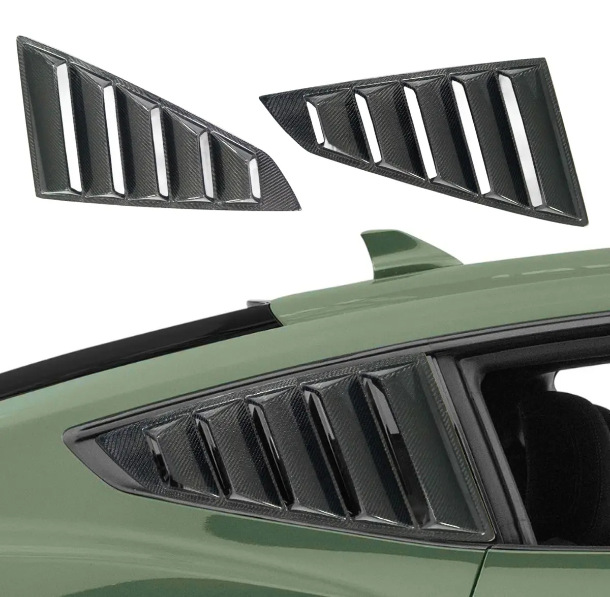 Real Carbon Fiber Side Quarter Window Louver For Ford Mustang 24-25 1