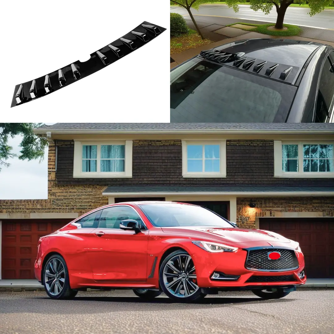 Fits 2015-2022 Infiniti Q60 Vortex Generator Rear Gloss Black Shark Fin Roof Car Spoiler Wing 1