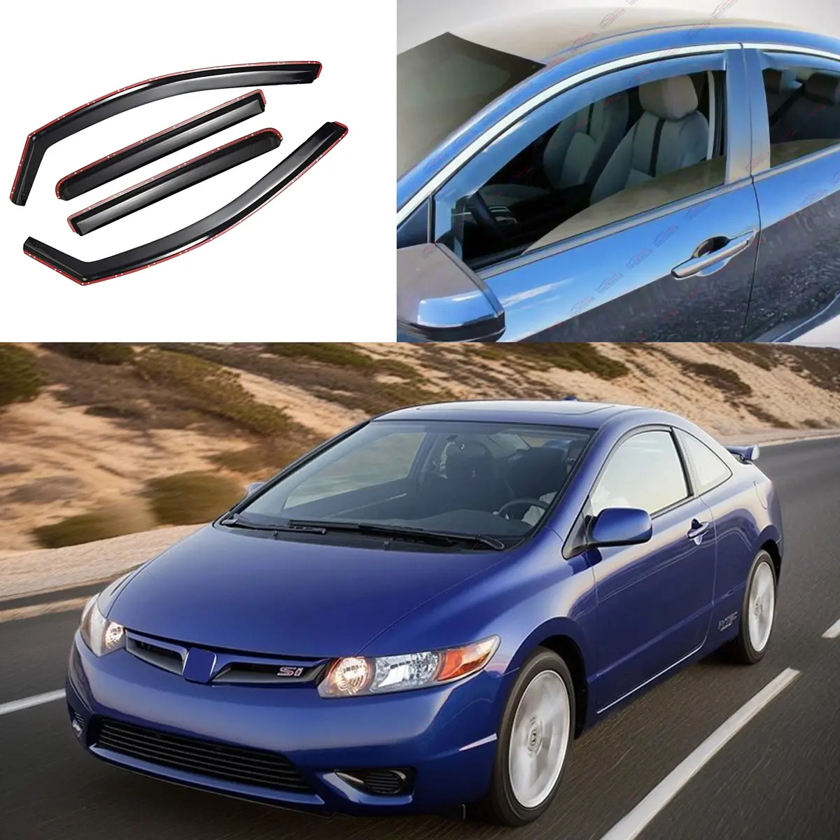 For Honda Civic 2006-2011 In-Channel Window Vent Visor Rain Guard Wind Deflector 1