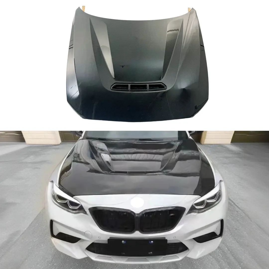 For 16-21 Bmw M2 F87 Cs Style Real Carbon Fiber Front Vented Hood Panel 1