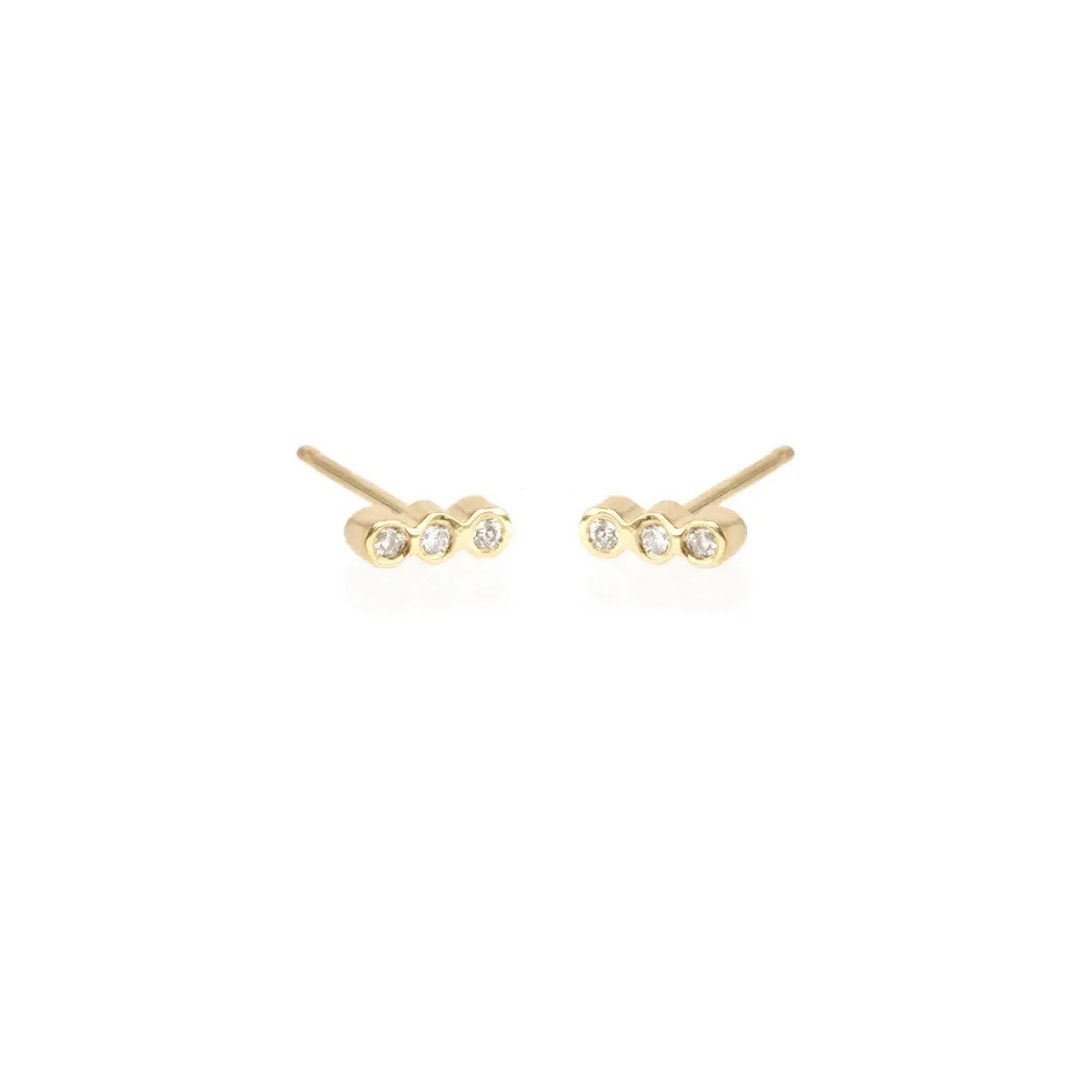 14K Yellow Gold Diamond Bezel Stud Earrings 1