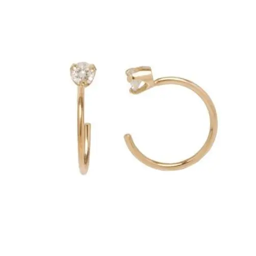 14K Yellow Gold Open Hoop With Diamond 1