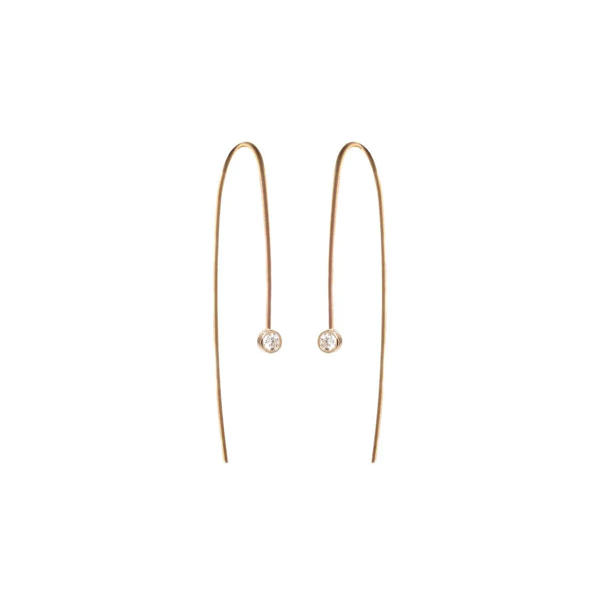 14K Yellow Gold Wire Earrings With Diamond 1