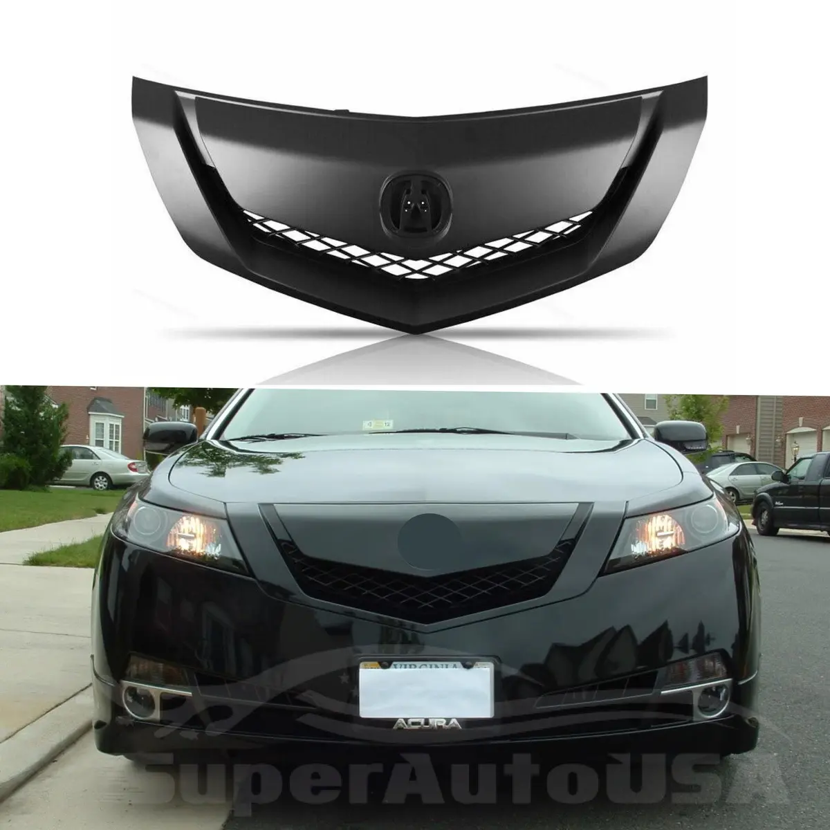 For 2009-2011 Acura Tl Front Bumper Upper Grille Assembly (Painted Matte Black) 1