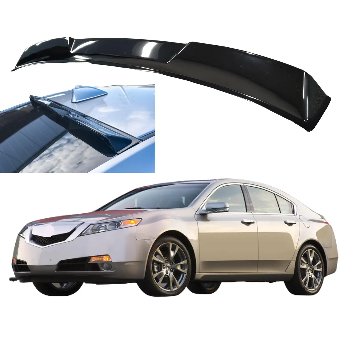 For Acura Tl 2009-2014 Gloss Black Rear Roof Window Visor Spoiler Wing 1