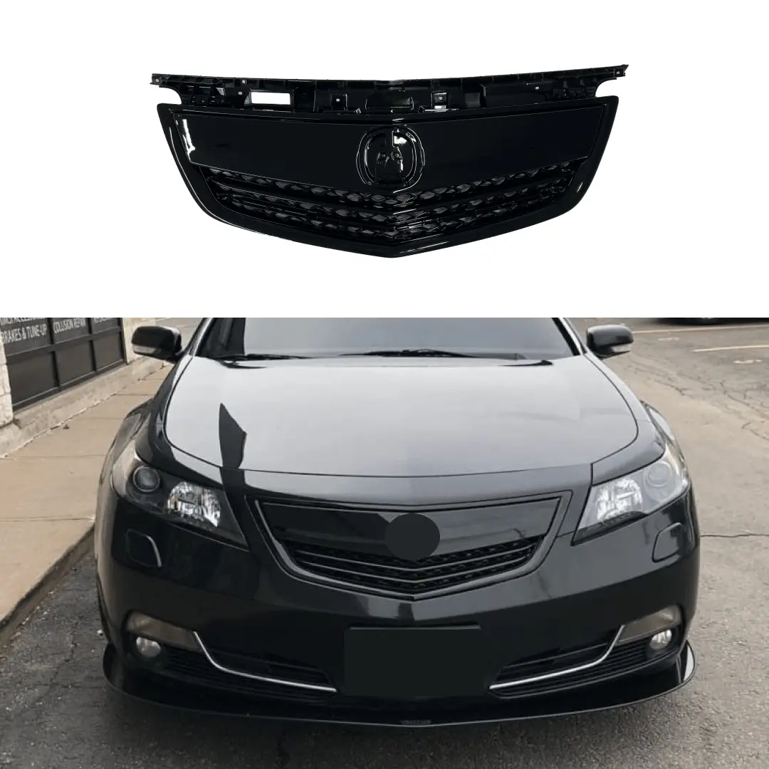 Fits Acura Tl 2012-2014 Gloss Black Front Upper Grill/ Grille Assembly Whole Kit 1