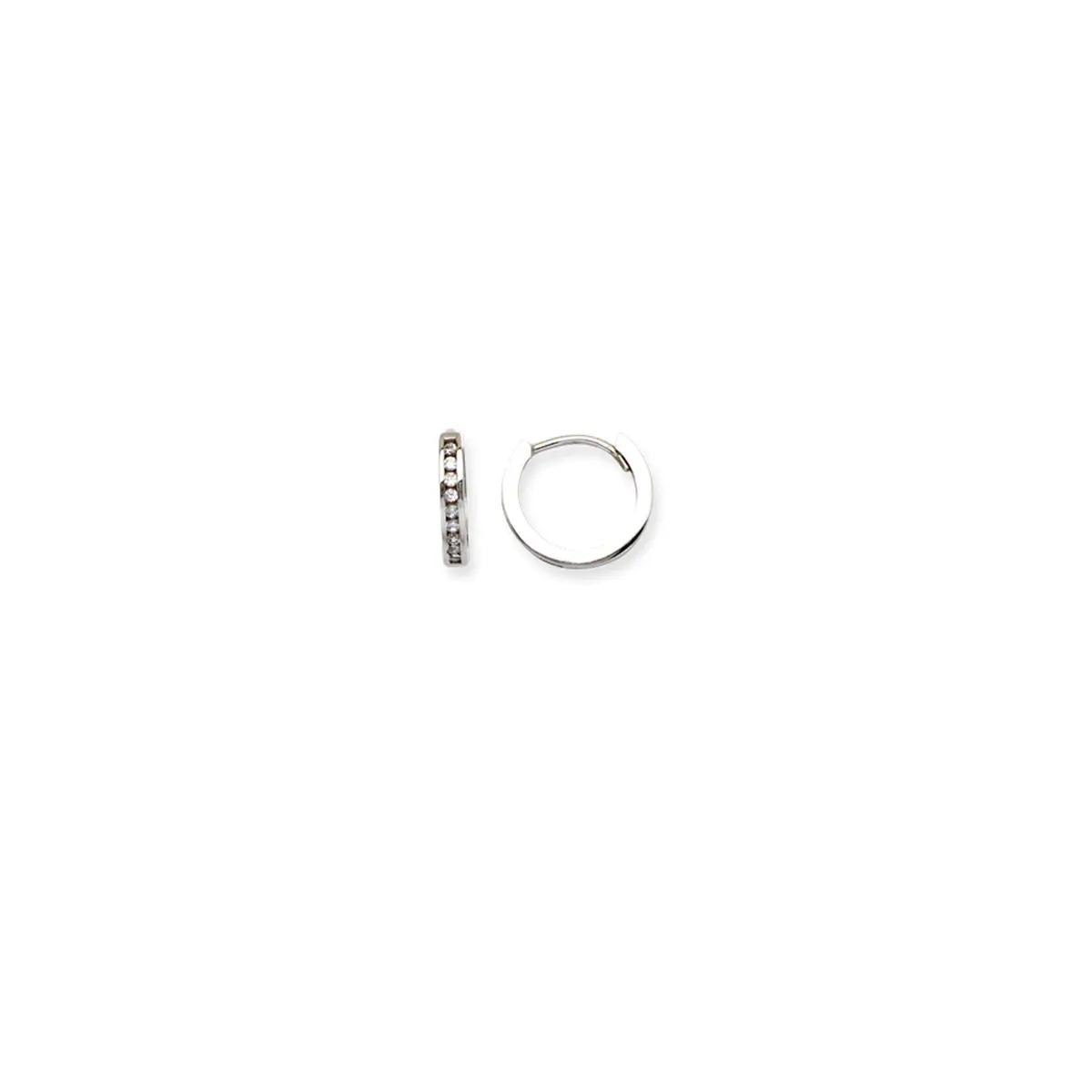 14K White Gold Small Cz Huggie Earrings 1