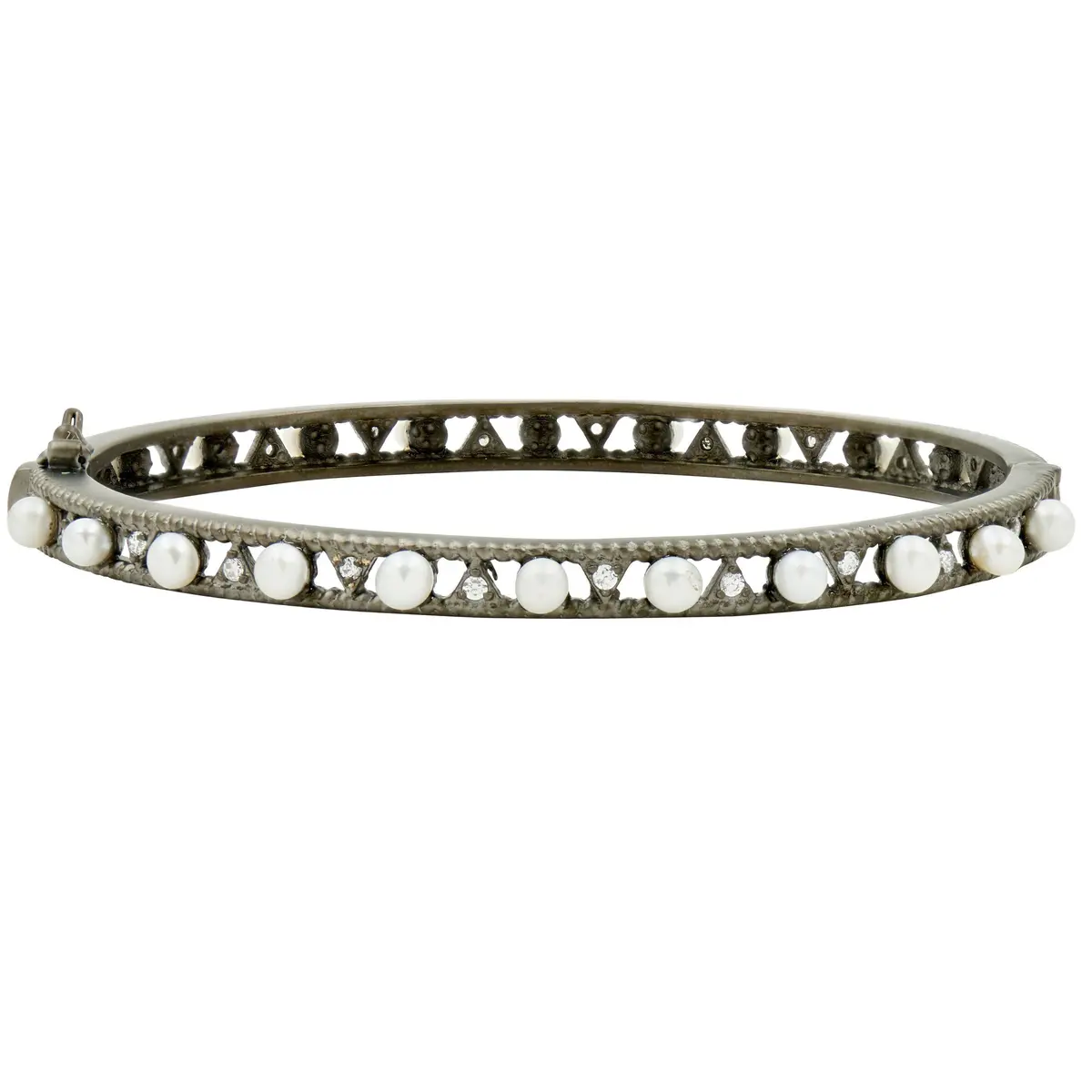 Frieda Rothman Industrial Finish Stand Inset Hinge Bangle 1