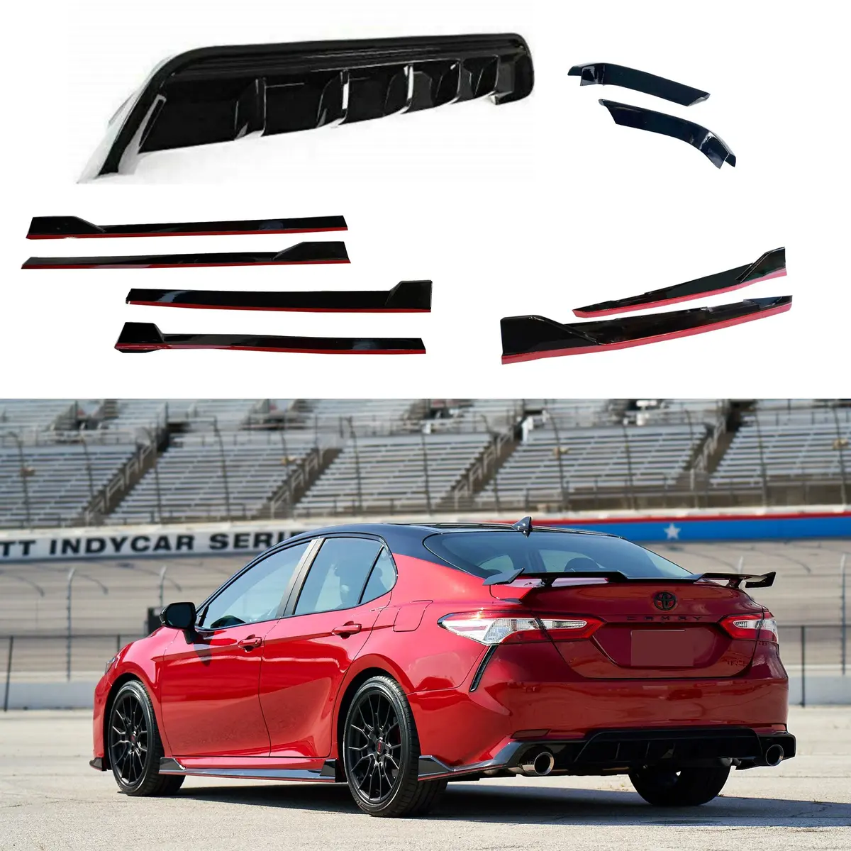 Fit 2018-2024 Toyota Camry Trd Style Rear Diffuser Spoiler Side Body Skirts Rear Splitters Body Skit 3-In-1 Set 1