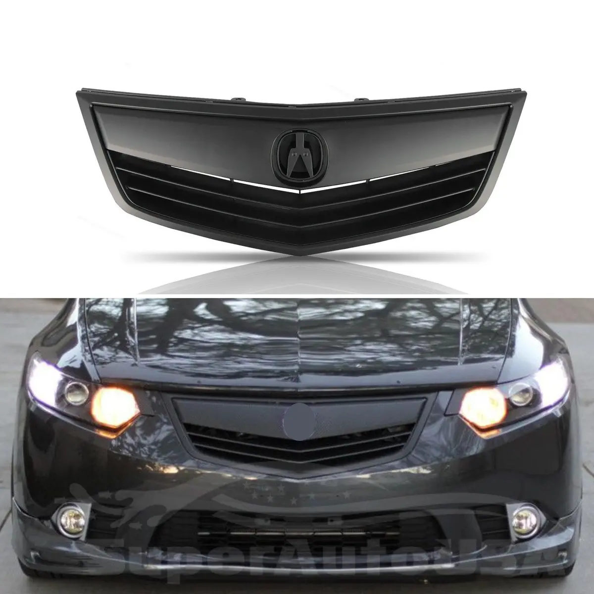 For 2011-2014 Acura Tsx Front Bumper Upper Grille Assembly (Gloss Black Or Painted Matte Black) 1