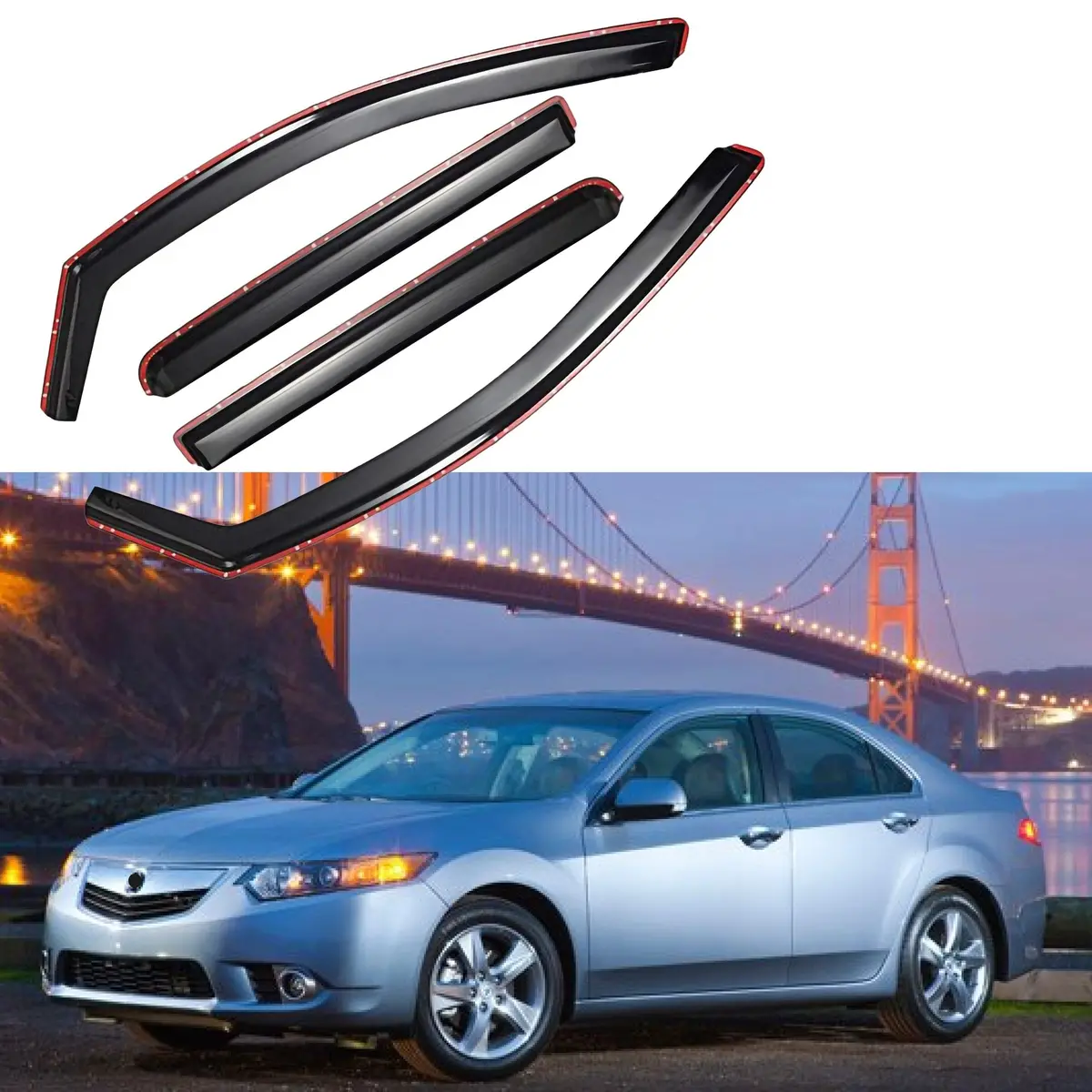 Fit 2009-2014 Acura Tsx In-Channel Vent Window Visors Rain Sun Wind Guards Shade Deflectors 1