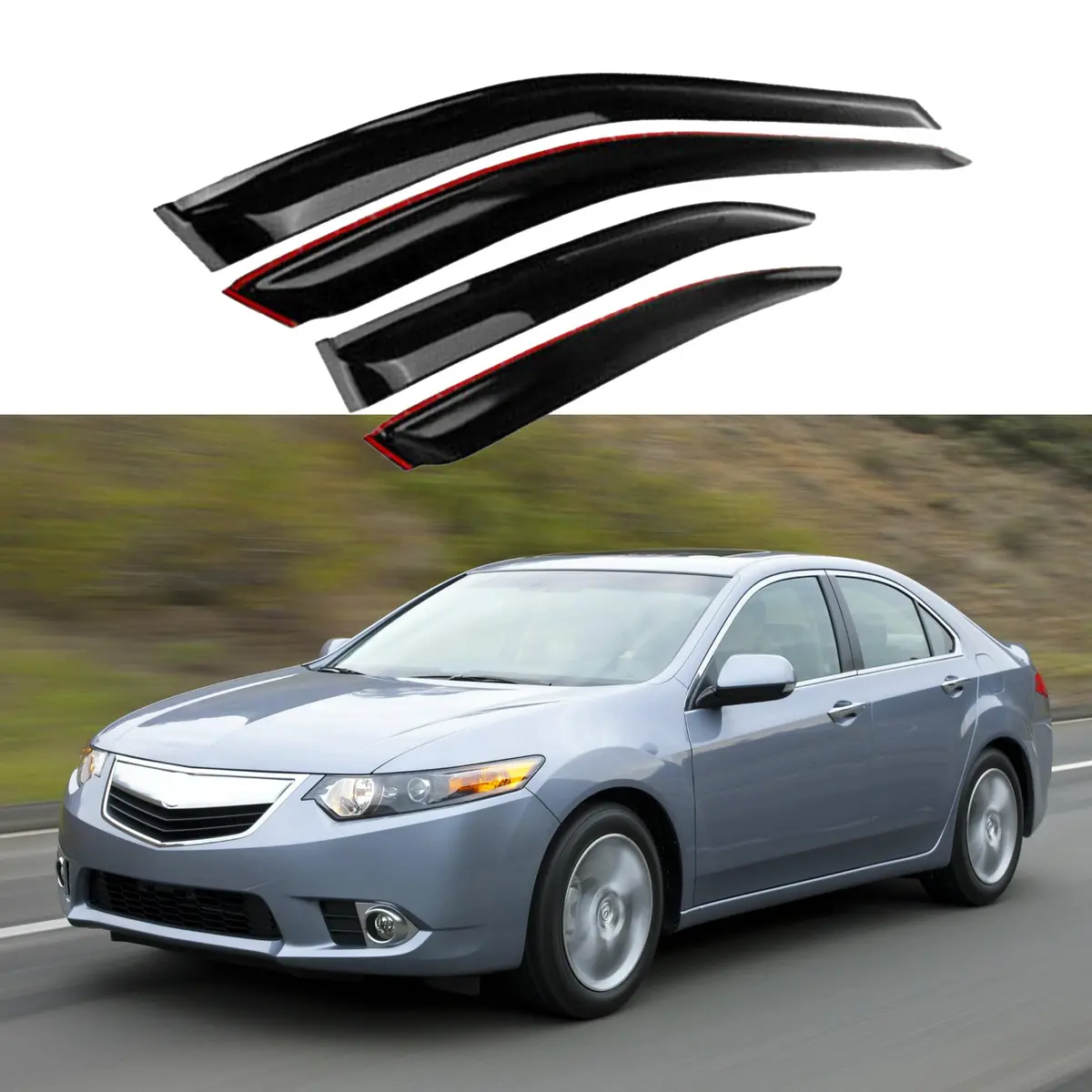 Fit 2009-2014 Acura Tsx Out-Channel Vent Window Visors Rain Sun Wind Guards Shade Deflectors 1