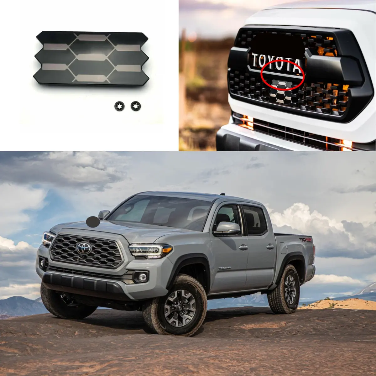 Fits 2018-2021 Toyota Tacoma Front Grille Radar Sensor Cover 1