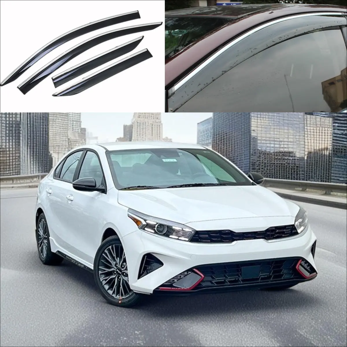 Chrome Trim Rain Guards Shade Window Visors For Forte 2019-2024 1
