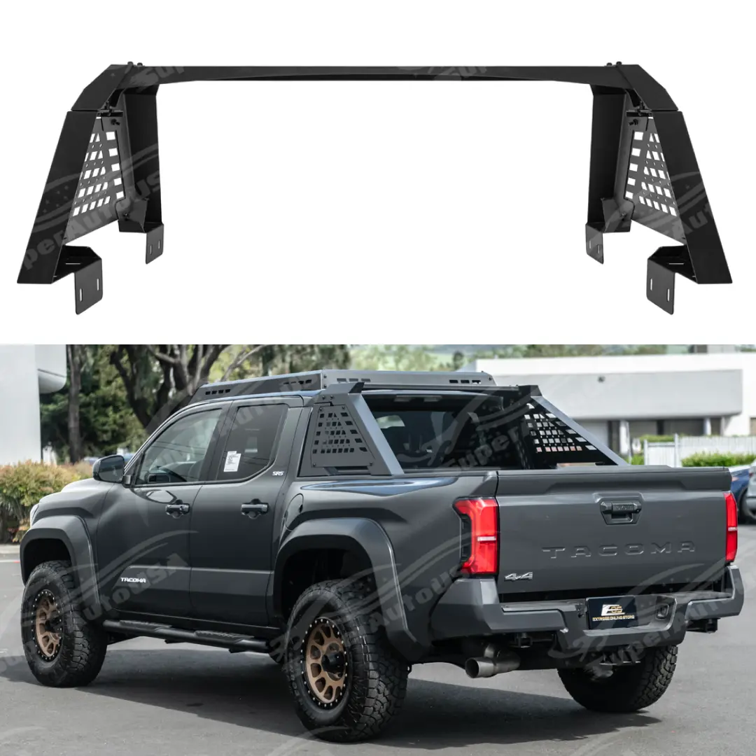For Toyota Tacoma 2024-2026 Adjustable Rear Trunk Reinforced Steel Sport Chase Rack Roll Bar 1