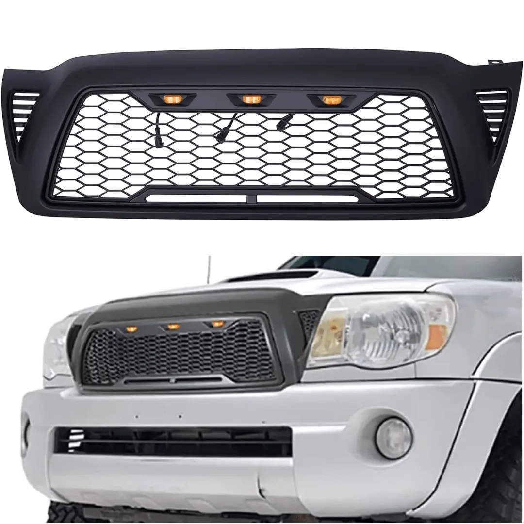 Fits Toyota Tacoma 2005-2011 Matte Black Front Grille With Led Light 1