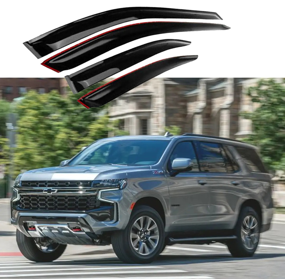 Fit 2015-2021 Chevrolet Tahoe Gmc Yukon Out-Channel Vent Window Visors Rain Sun Wind Guards Shade Deflectors 1