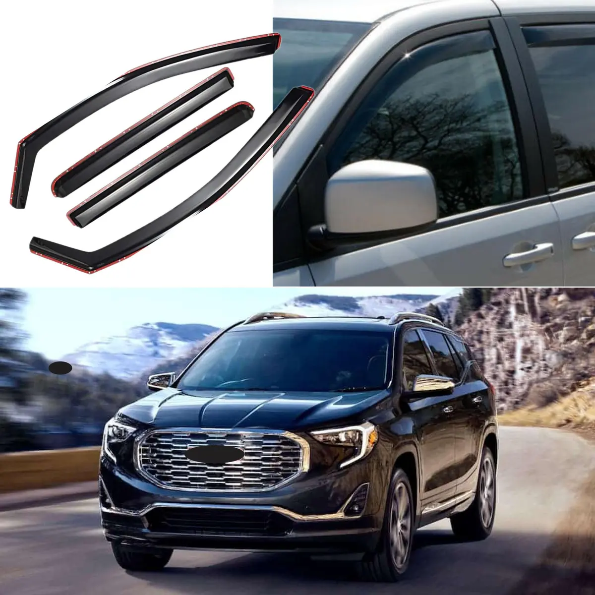 Fits 2018-2022 Gmc Terrain In-Channel Vent Window Visors Rain Sun Wind Guards Shade Deflectors 1