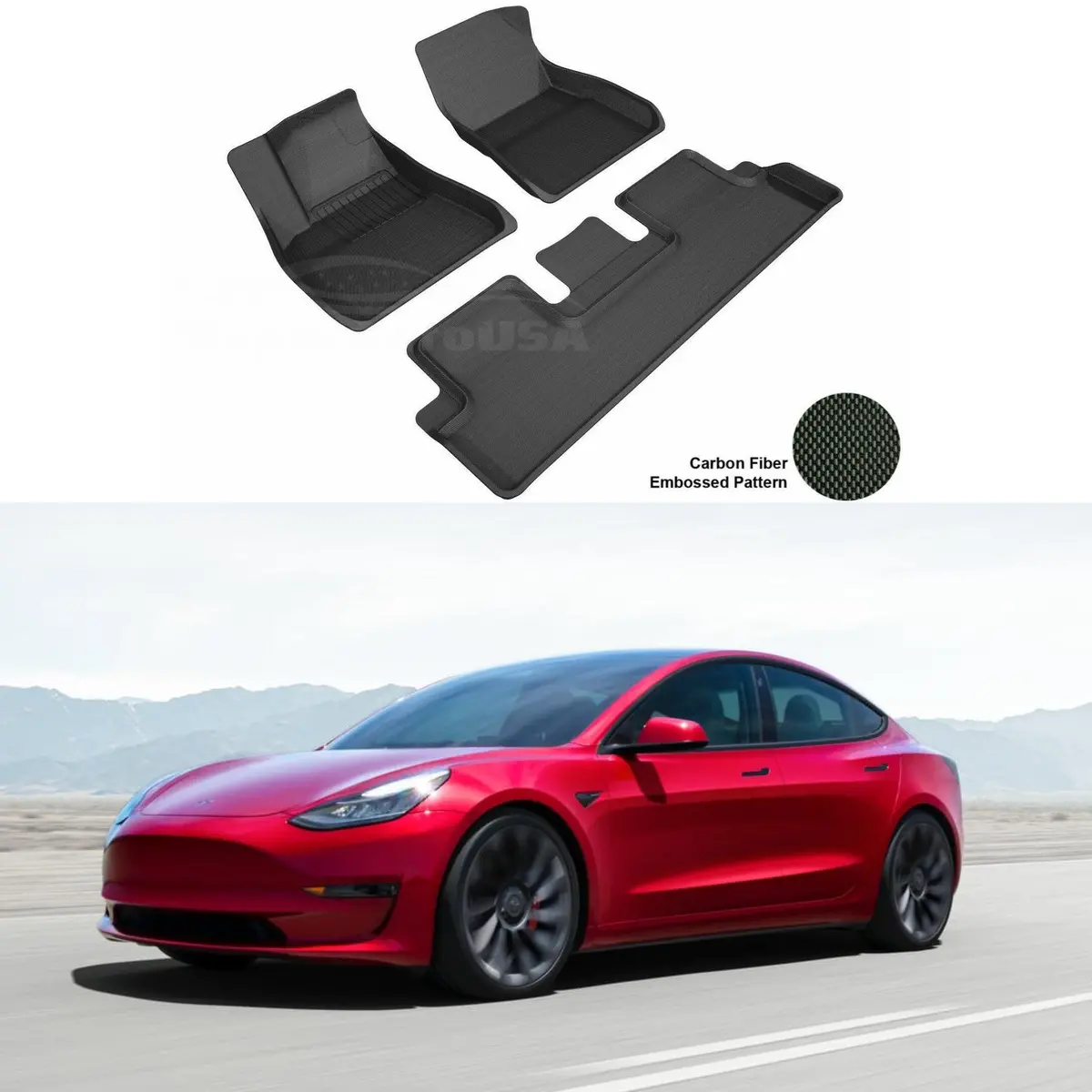 Fit 2017-2020 Tesla Model 3 Floor Mats Anti Spill Lazer Cut Floor Mats 1