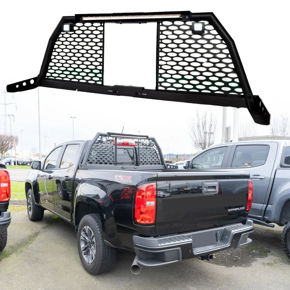 For Chevy Colorado Led Reinforced Steel Adjustable Roll Bar Headache Chase Rack 1