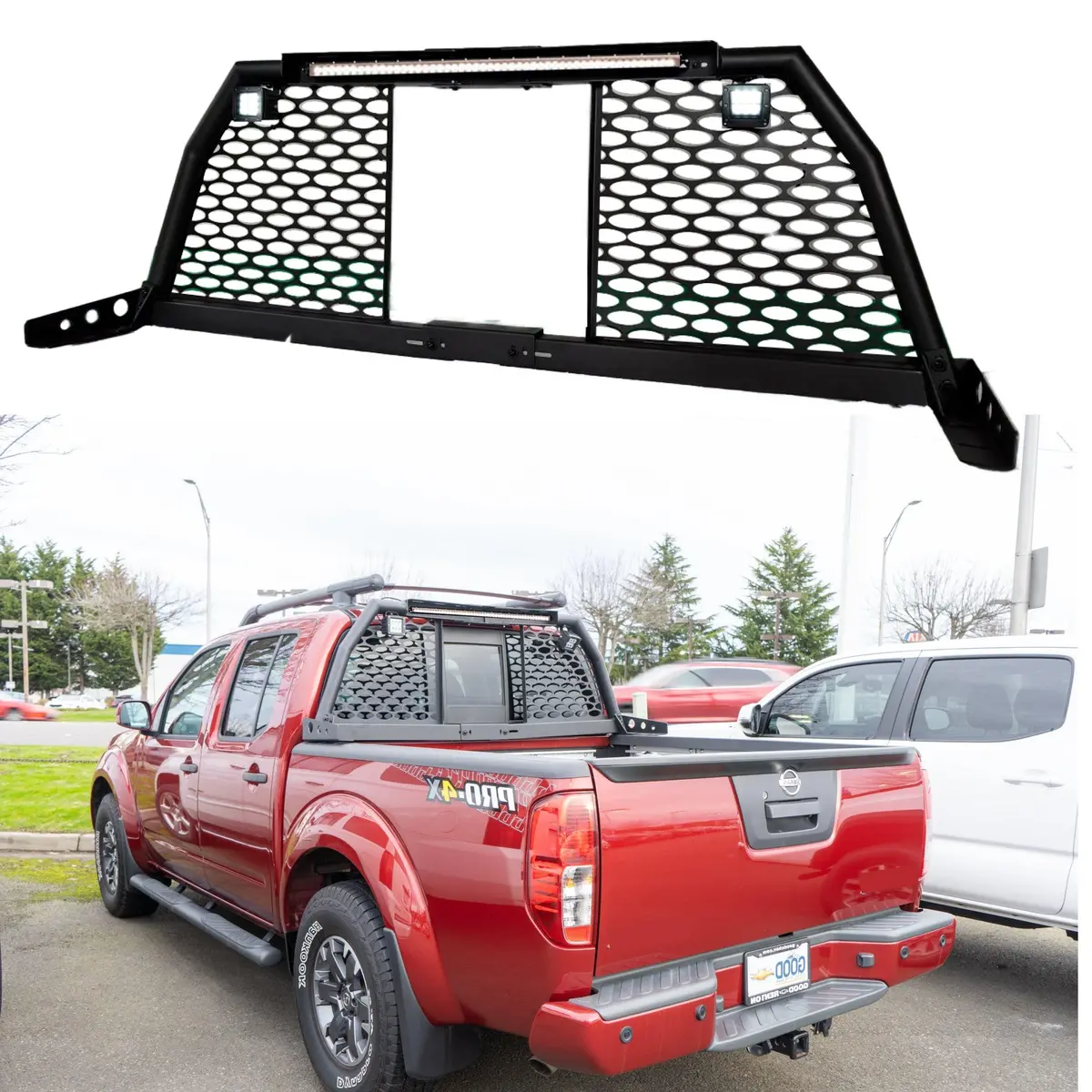 For Nissan Titan Led Light Bar Steel Matte Black Roll Bar Headache Chase Rack 1