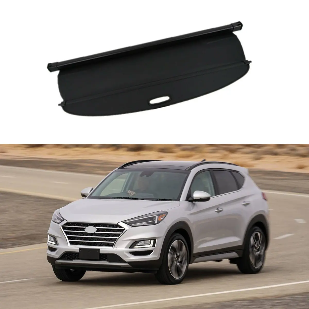 For Hyundai Tucson 2019-2021 Luggage Rear Trunk Retractable Tonneau Cargo Cover (Black) 1