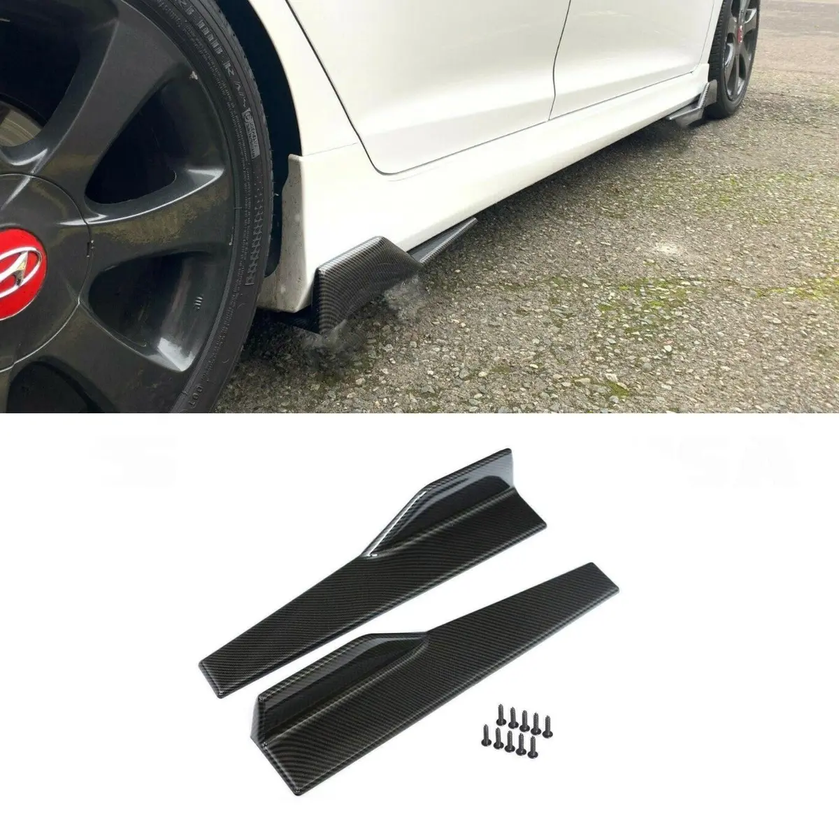 Fit 2008-2020 Subaru Legacy Side Skirts Diffuser Wings (Carbon Fiber Print) 1
