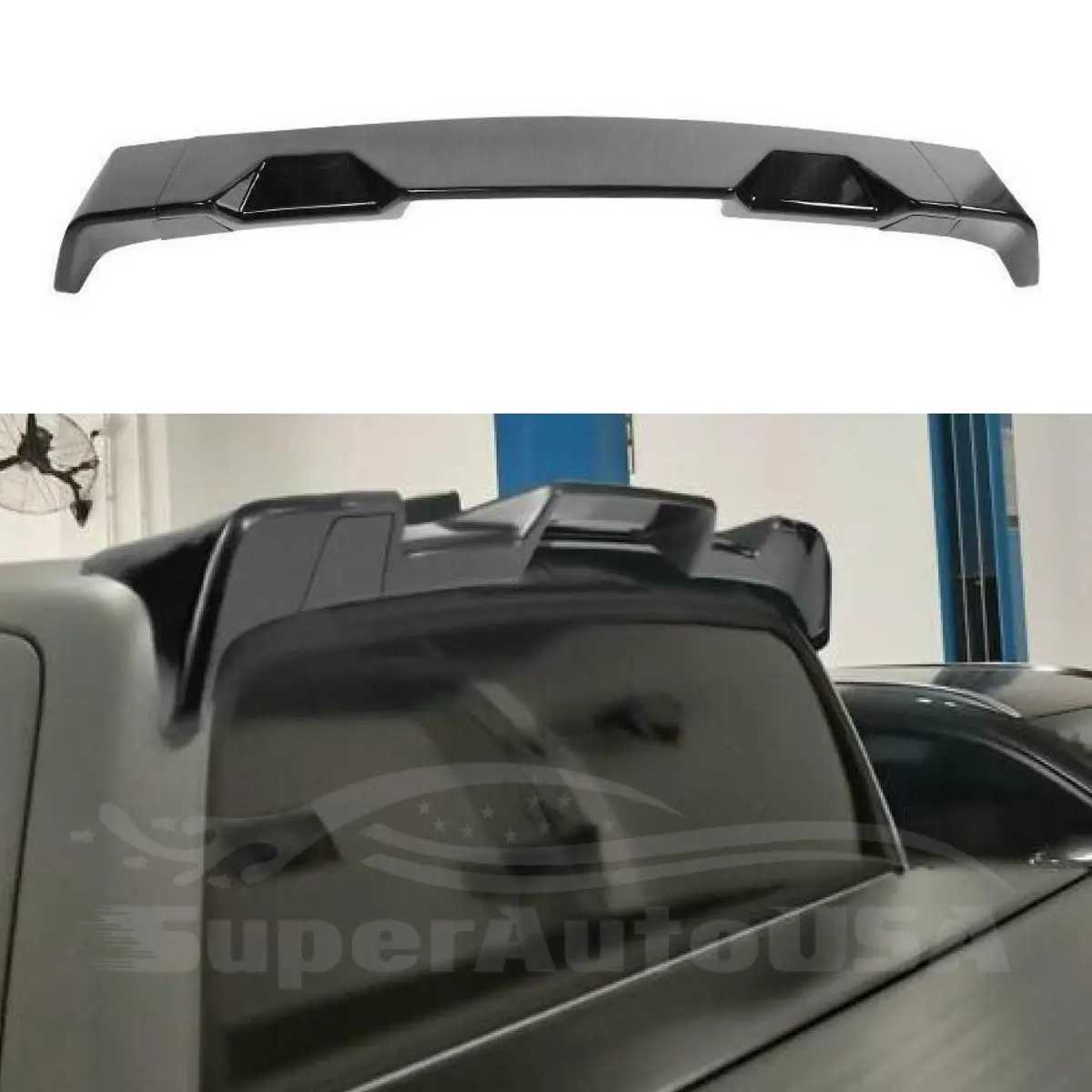 Fit 2014-2021 Toyota Tundra Rear Protector Truck Cab Spoiler (Gloss Black) 1